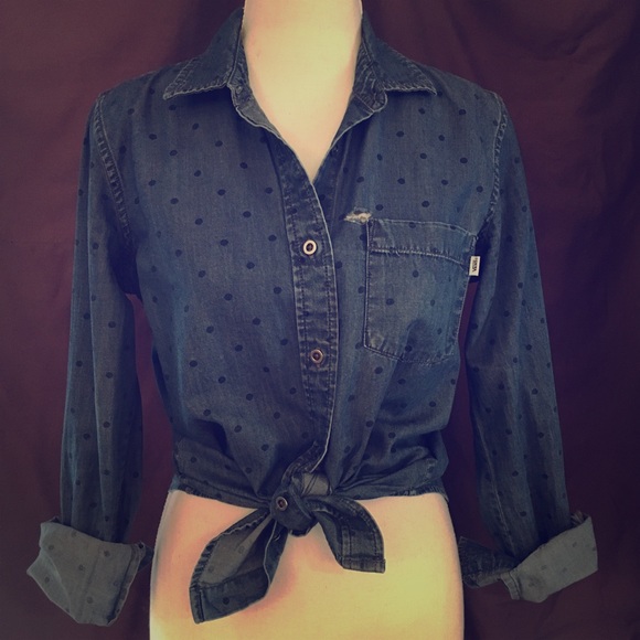 ☀️Polka Dot Denim Button Up☀️ - Picture 1 of 4